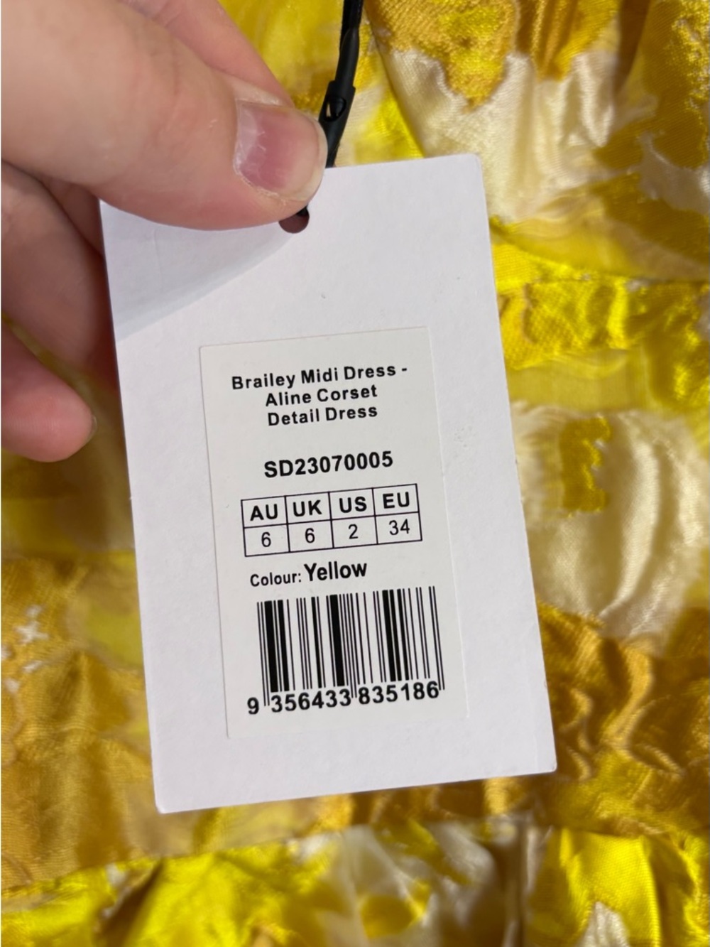SHOWPO NWT BRAILEY MIDI DRESS Aline Corset Detail Dress In Yellow Size 2 - Picture 7 of 10